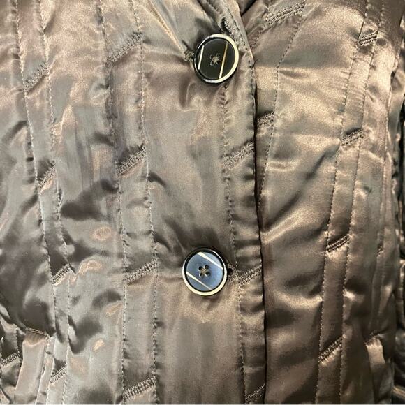 Chico's olive Green Puffer Jacket with Quilted Design 2 Medium button down - Picture 5 of 9